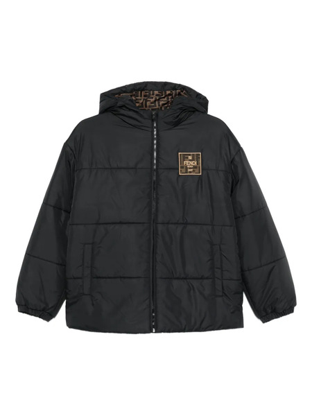  Fendi Kids Logo-patch Hooded Jacket - Black 