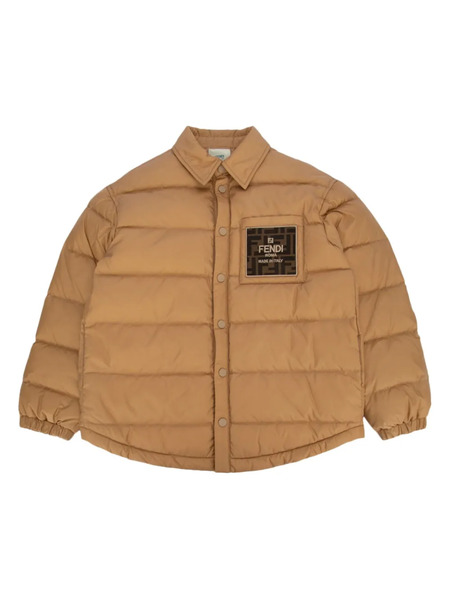  Fendi Kids Logo Patch Padded Jacket - Brown 