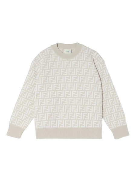  Fendi Kids Logo Pattern Sweater - Neutrals 
