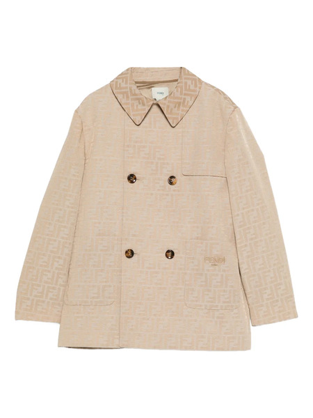  Fendi Kids Monogram Double-breasted Coat - Neutrals 