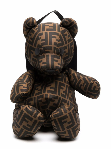  Fendi Kids Monogram-pattern Bear-shape Bag - Brown 