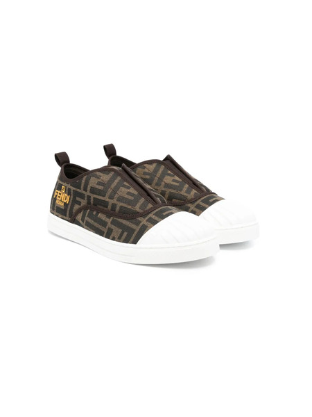  Fendi Kids Monogram-pattern Slip-on Sneakers - Brown 