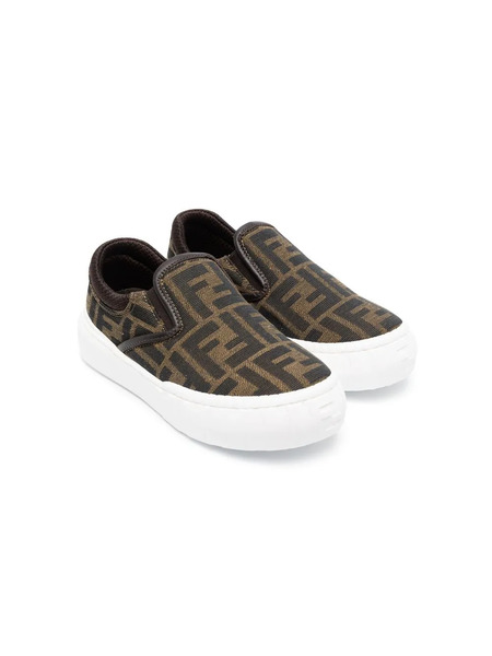 Fendi Kids Monogram Slip-on Sneakers - Brown 