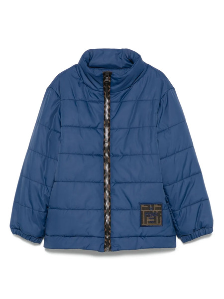  Fendi Kids Quilted Logo-plaque Jacket - Blue 
