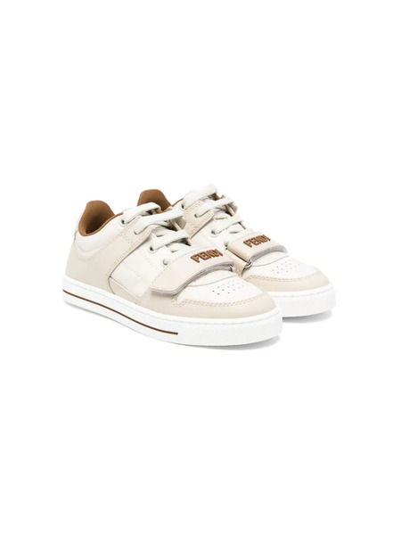  Fendi Kids Rubberised-logo Sneakers - Neutrals 