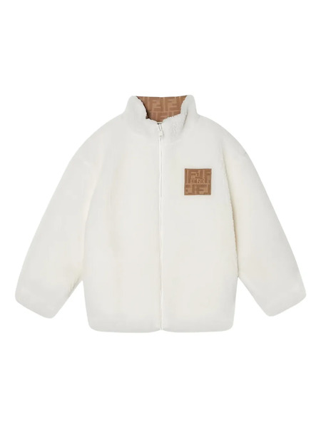  Fendi Kids Teddy-bear Logo-patch Jacket - White 