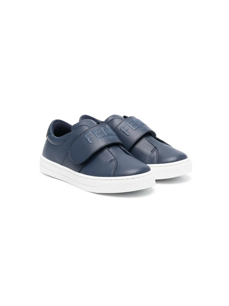  Fendi Kids Touch-strap Leather Sneakers - Blue 