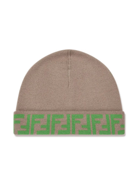  Fendi Kids Zucca-monogram Knitted Beanie - Neutrals 