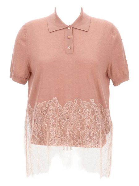  Fendi Lace-insert Polo Top - Pink 