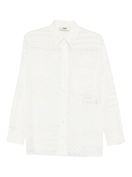  Fendi Lace-panel Shirt - White 