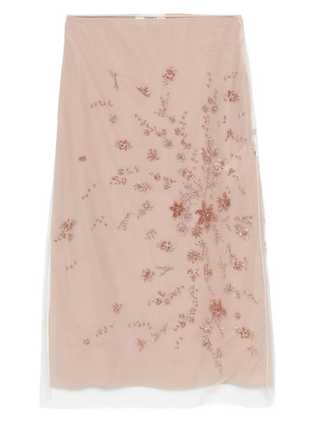  Fendi Layered Midi Skirt - Neutrals 