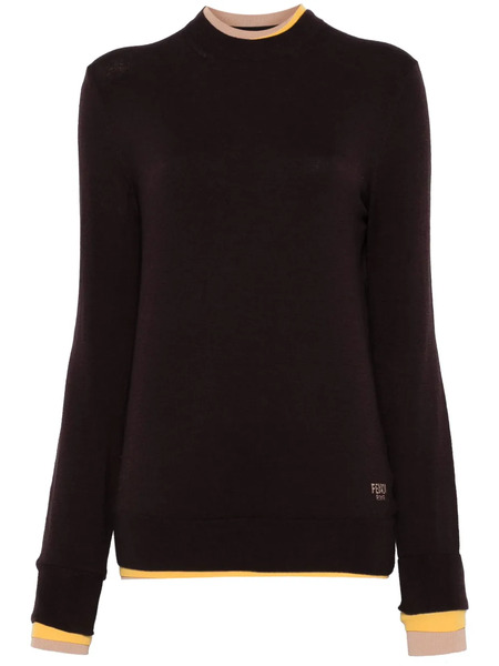  Fendi Layered-trim Sweater - Brown 