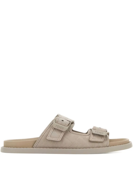  Fendi Leather Flap Sandals - Neutrals 