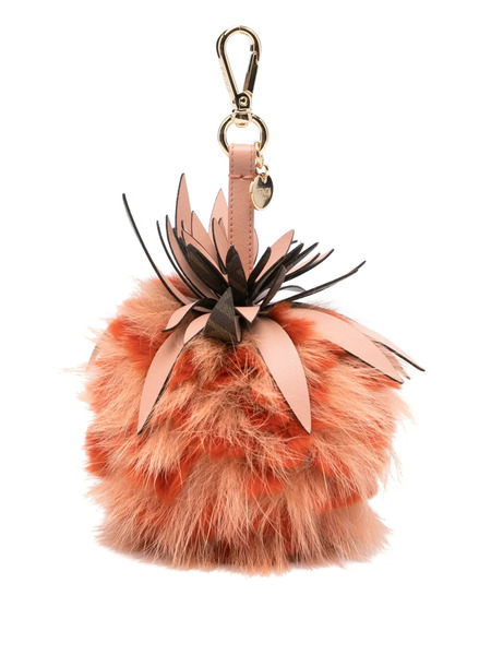  Fendi Leather Keychain - Orange 