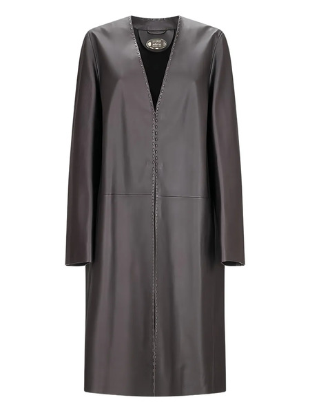  Fendi Leather Stitched-detail Coat - Brown 