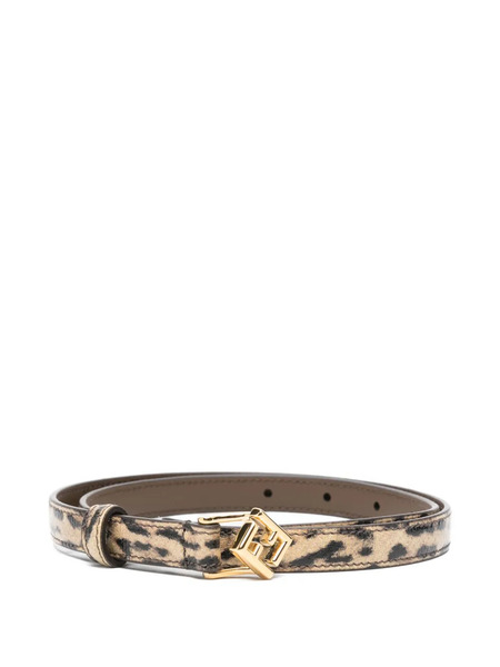  Fendi Leopard-print Leather Belt - Neutrals 