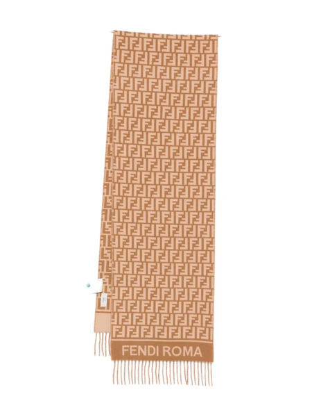  Fendi Logo-detail Fringed Scarf - Brown 