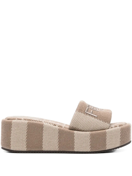  Fendi Logo-embroidered Slides - Brown 