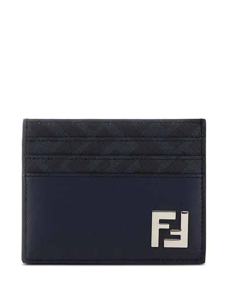  Fendi Logo Leather Card Holder - Blue 