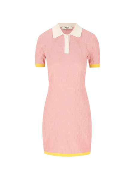  Fendi Logo-pattern Midi Dress - Pink 