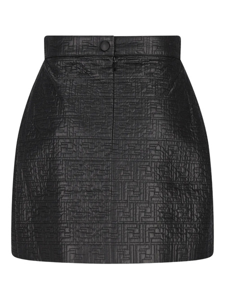  Fendi Logo-pattern Quilted Short Skirt - Black 