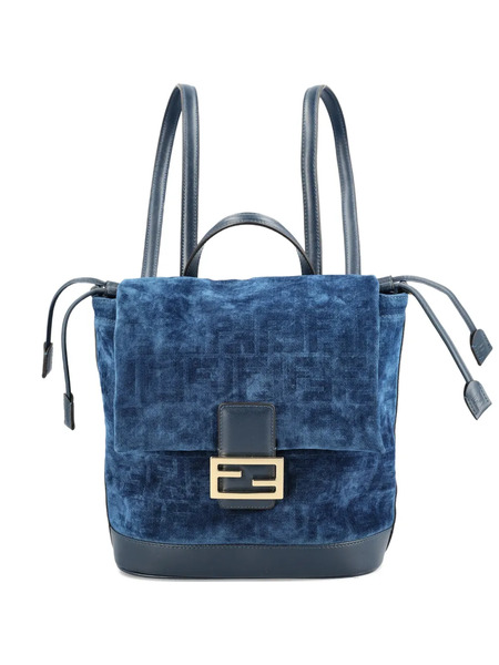  Fendi Logo-plaque Backpack - Blue 