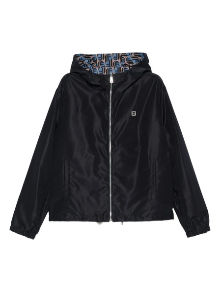  Fendi Logo-plaque Hooded Jacket - Blue 
