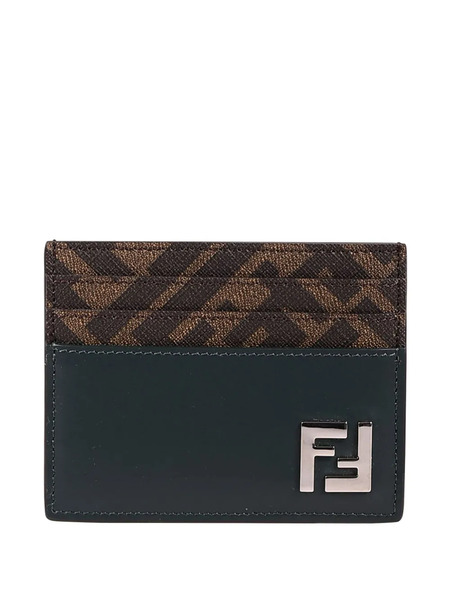 Fendi Logo-plaque Leather Cardholder - Green 