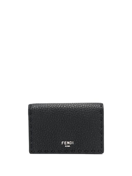  Fendi Logo-print Grained-leather Wallet - Black 
