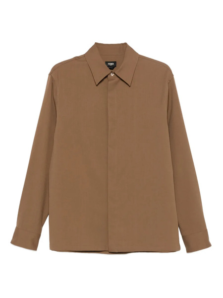  Fendi Long-sleeve Wool Shirt - Brown 