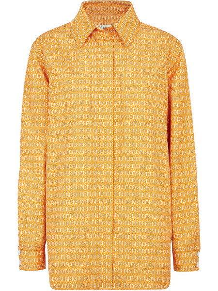  Fendi Long-sleeved Ff-print Shirt - Orange 