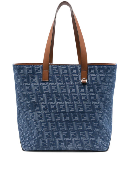  Fendi Medium Ff Jacquard Shopping Bag - Blue 