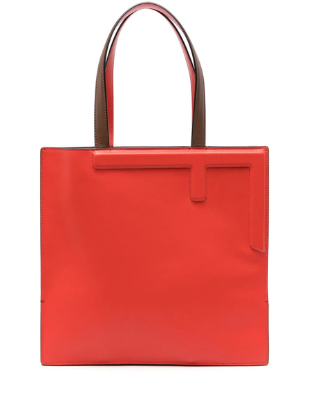 Fendi Medium Flip Leather Tote Bag - Brown 
