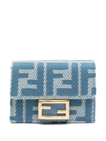  Fendi Micro Trifold Jacquard Wallet - Blue 