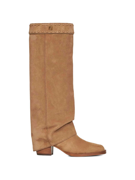  Fendi Minerva Ff-logo Knee Boots - Neutrals 