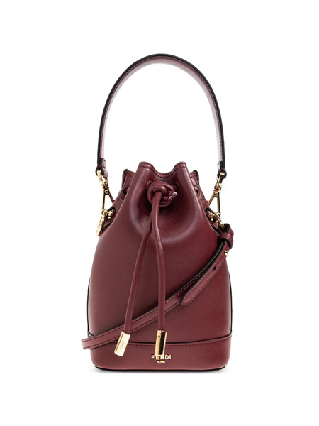  Fendi Mini Mon Tresor Drawstring Leather Tote Bag - Red 