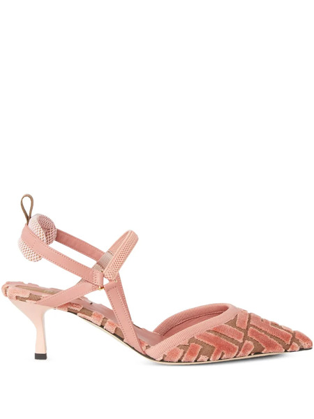  Fendi 55mm Colibri Lite Ff-patterned Slingback Pumps - Pink 