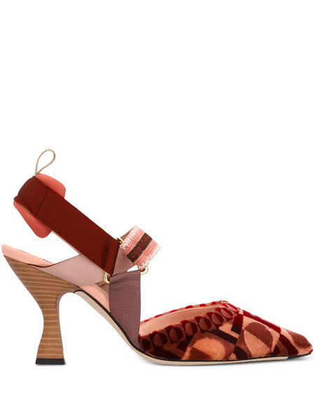  Fendi 85mm Colibri Slingback Pumps - Red 