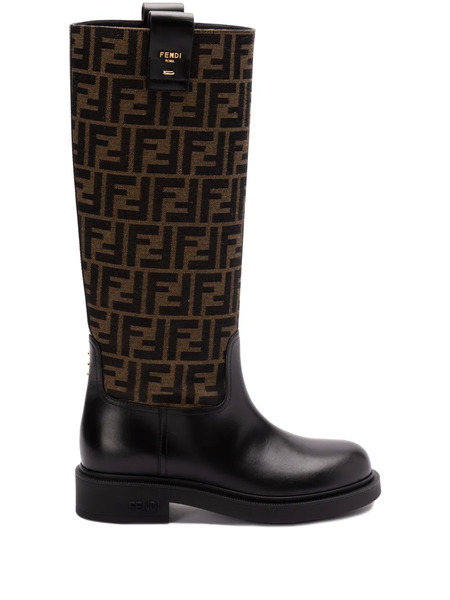  Fendi 35mm Ff Jacquard Boots - Black 