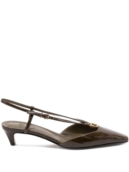  Fendi 40mm Ffold Heeled Pumps - Green 