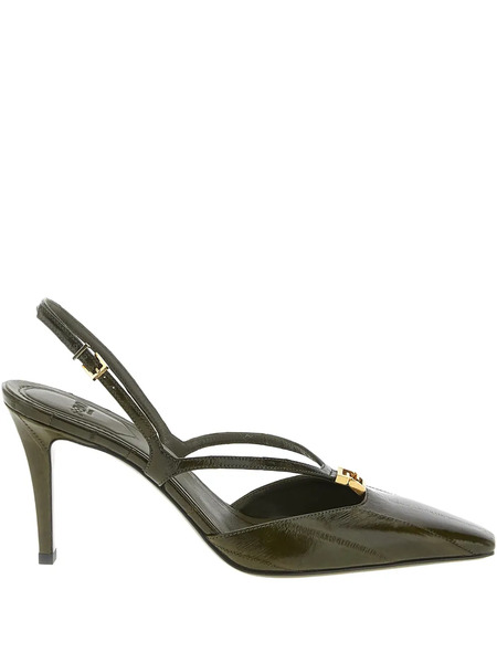  Fendi 85mm Ffold Slingback Pumps - Green 