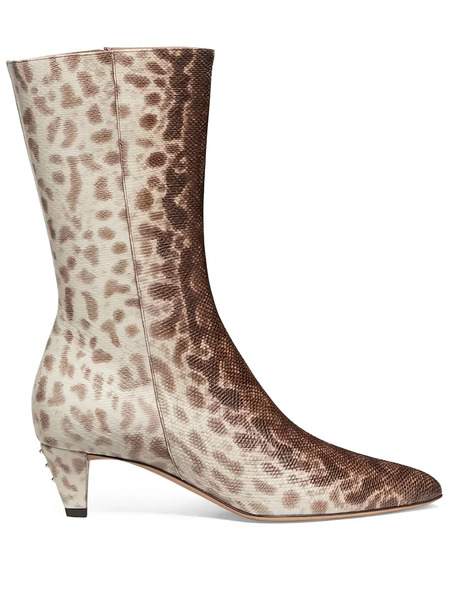  Fendi 50mm Snakeskin-print Boots - Brown 