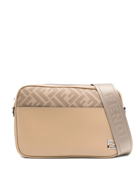  Fendi Monogram-panel Leather Messenger Bag - Neutrals 