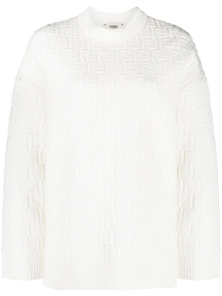  Fendi Monogram-pattern Long-sleeve Jumper - White 
