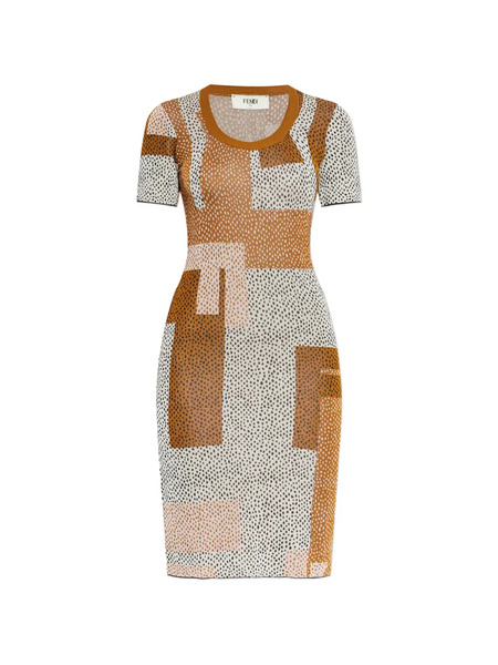  Fendi Multicolour Viscose Jacquard Dress - Neutrals 