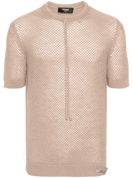  Fendi Open-knit Wool T-shirt - Neutrals 