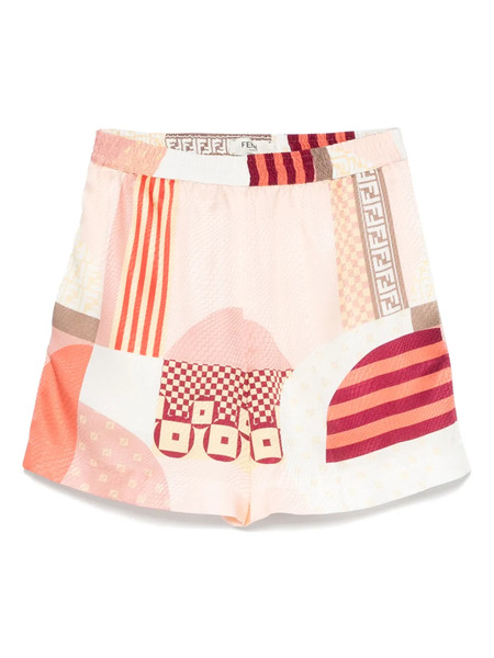  Fendi Patchwork-print Silk Shorts - Pink 