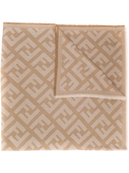  Fendi Patterned Ff Logo Shawl - Neutrals 
