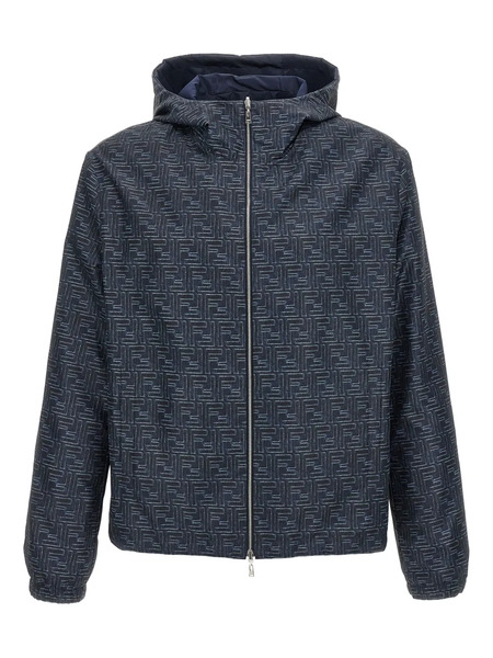  Fendi Patterned Hooded Jacket - Blue 