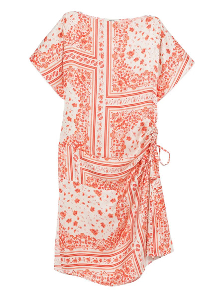  Fendi Patterned-jacquard Drawstring Midi Dress - Neutrals 